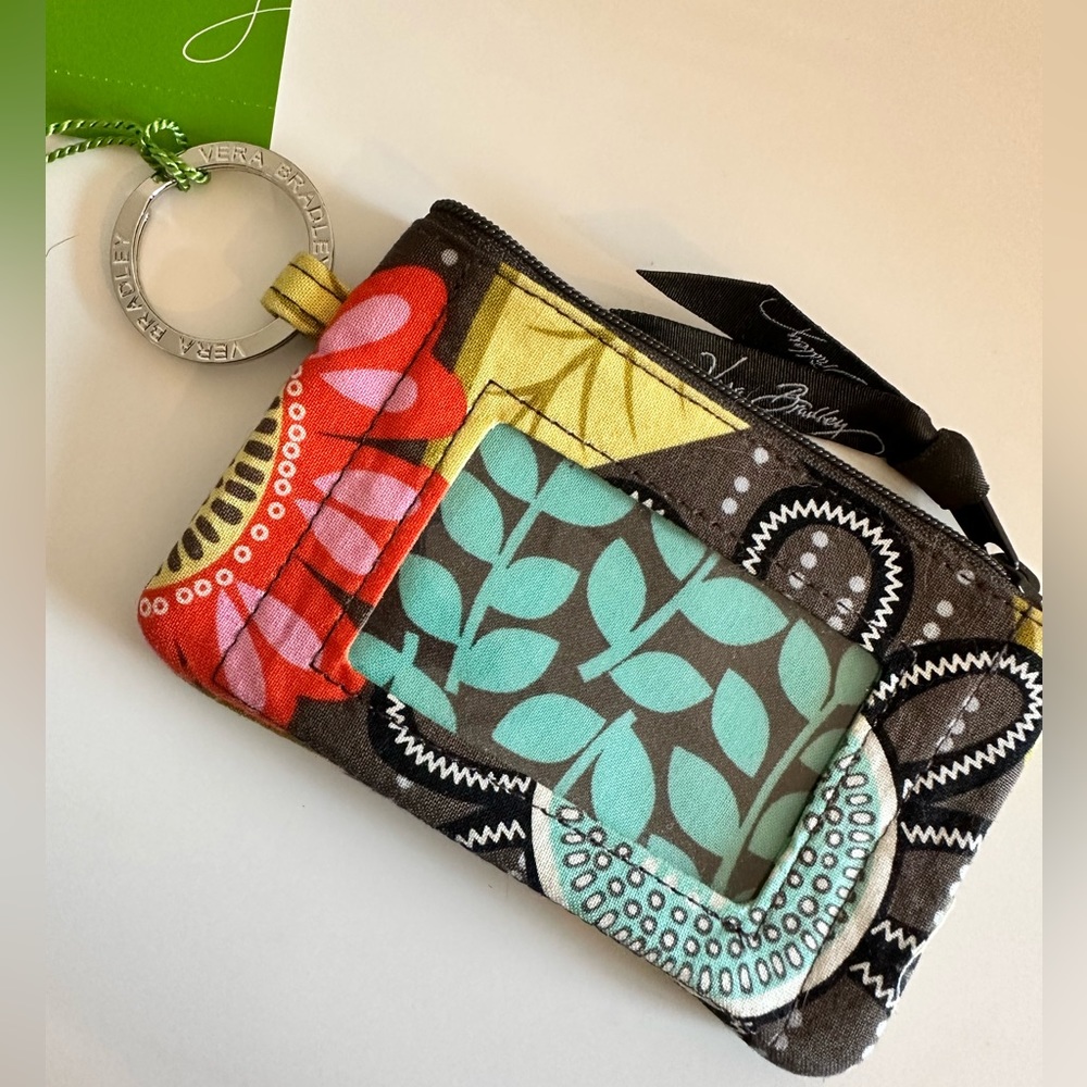 Vera Bradley Zipper ID Case Wallet in Flower Shower